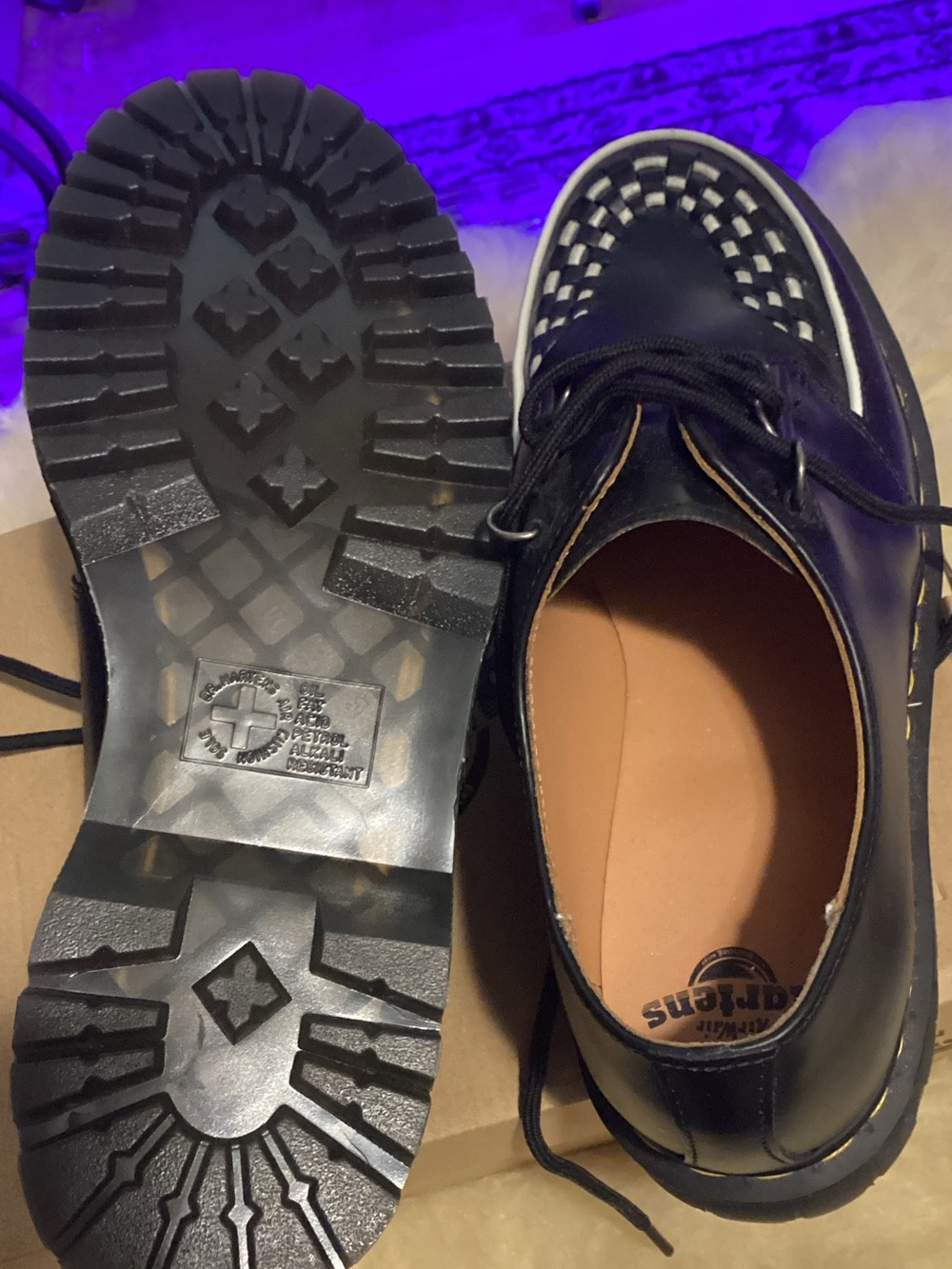 Dr. Martens Black Leather Checkerboard Lace-Up Shoes - Picture 4 of 4